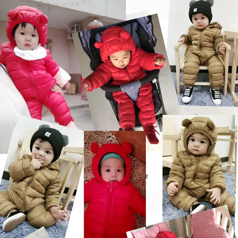 Baby's jumpsuit Baby Girls Clothes Newborn Winter Thick Rompers Infant Costume Coat Plus velvet Toddler Romper 0-3T boys Romper