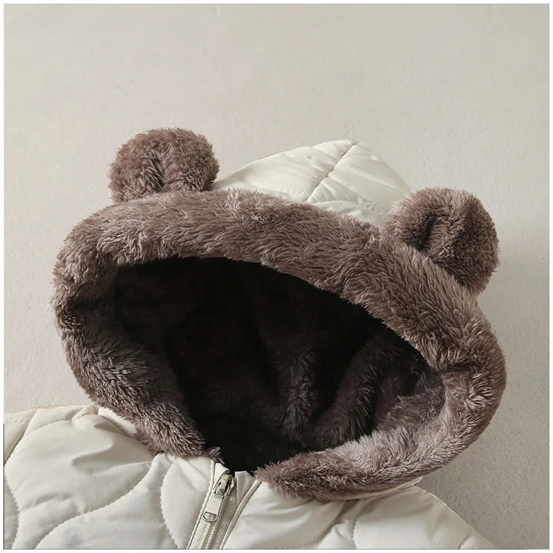 Boys New born baby clothes Autumn Winter Fleece-Lined Hooded Romper Pants Perfect for Outdoor toddler girl little girls clothing