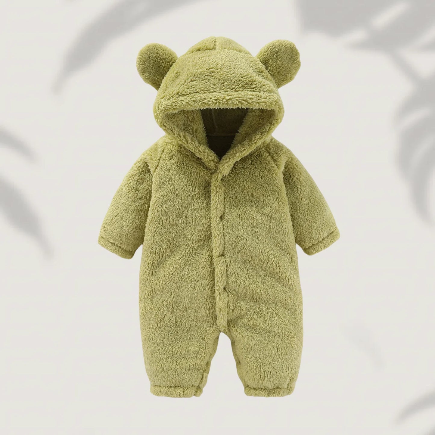 2025 Winter 0-12M Newborn Baby Girls Boys Warm Fleece Bear Ear Romper Jumpsuit Thick Cozy Multi-Color Infant Hooded Jumpsuit