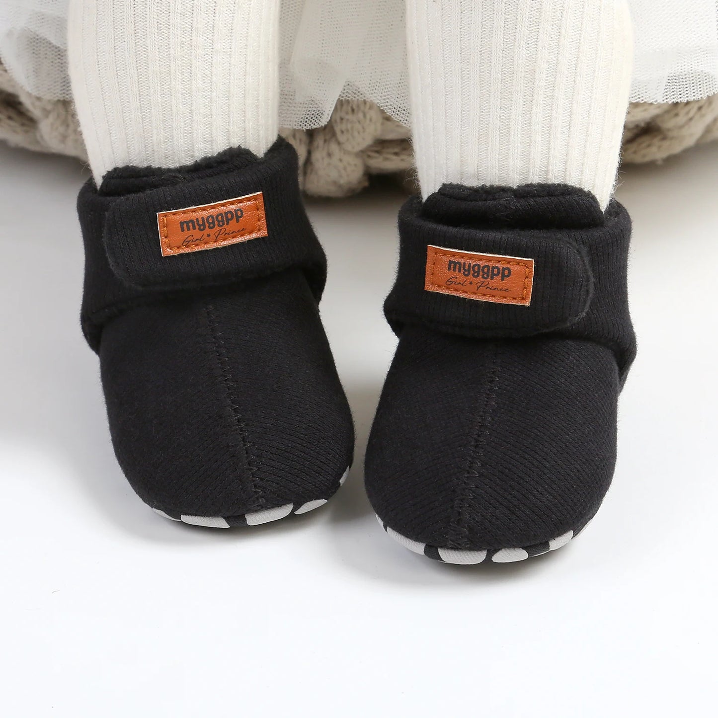 Newborn Baby Boy Girl Soft Fleece Booties Stay On Infant Slippers Socks Shoe Non Skid Gripper Toddler First Walkers Winter Ankle