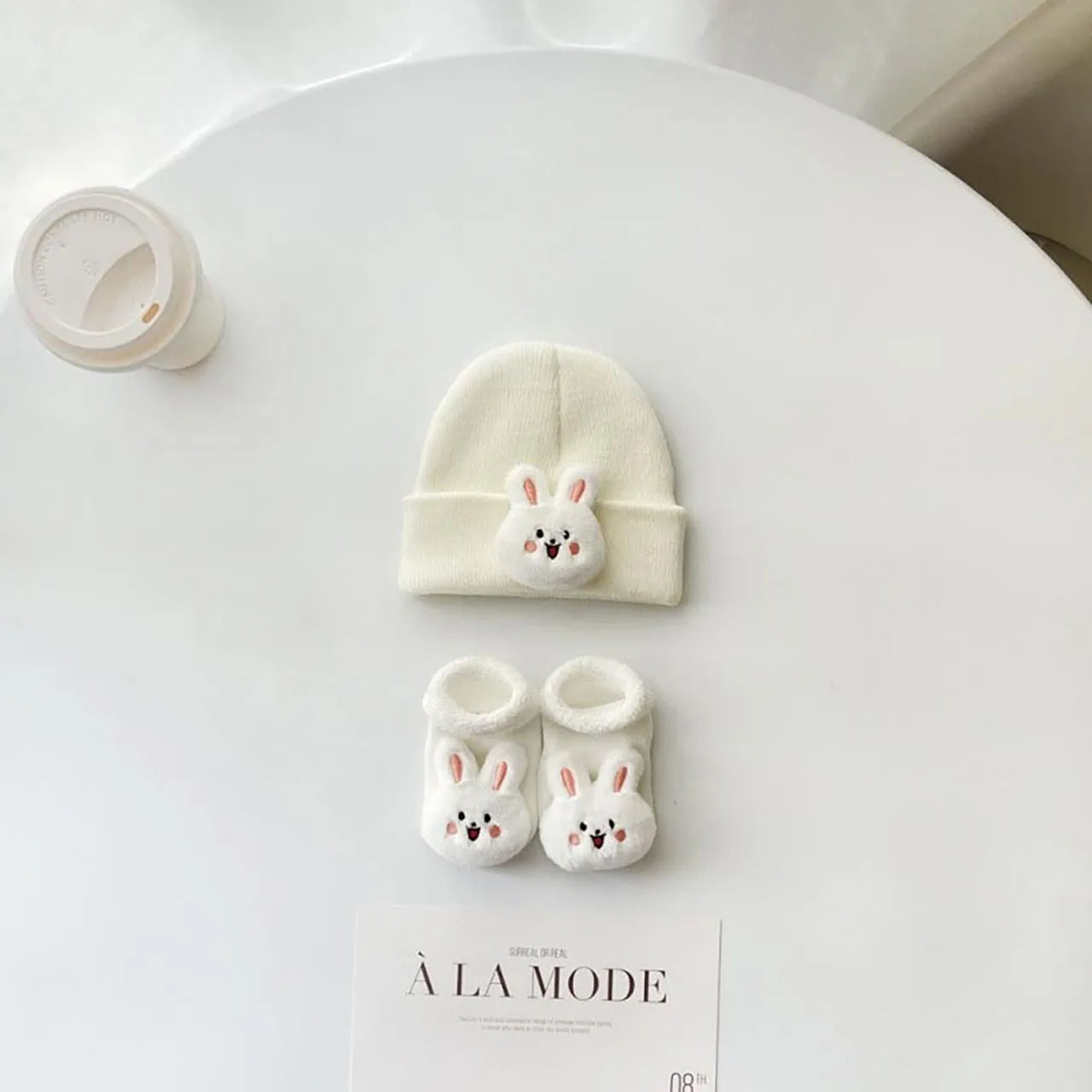 2PCS/Set Cartoon Baby Hat Socks Cute Animal Doll Boy Girl Winter Knitted Pullover Hats Woolen Warm Newborn Short Socks Beanies