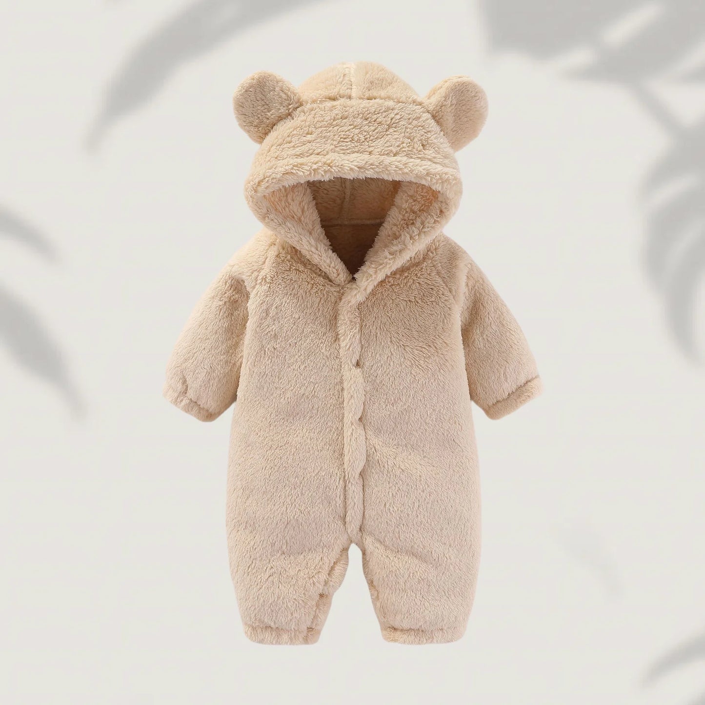 2025 Winter 0-12M Newborn Baby Girls Boys Warm Fleece Bear Ear Romper Jumpsuit Thick Cozy Multi-Color Infant Hooded Jumpsuit