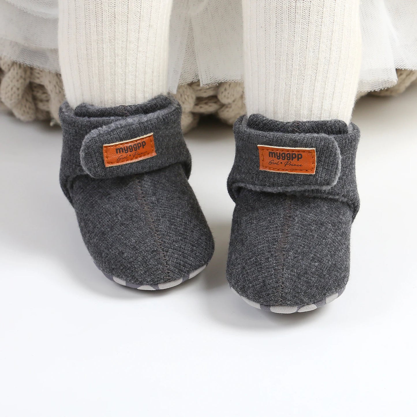 Newborn Baby Boy Girl Soft Fleece Booties Stay On Infant Slippers Socks Shoe Non Skid Gripper Toddler First Walkers Winter Ankle