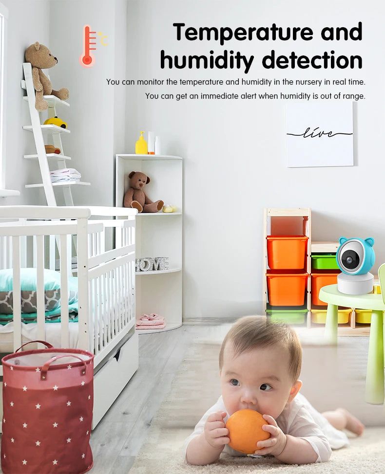 Tuya Smart WiFi Baby Cry Sound Detection Audio Video Baby Monitor PTZ Infrared 5Inch Monitor Camera 1080P Phone APP Remote View