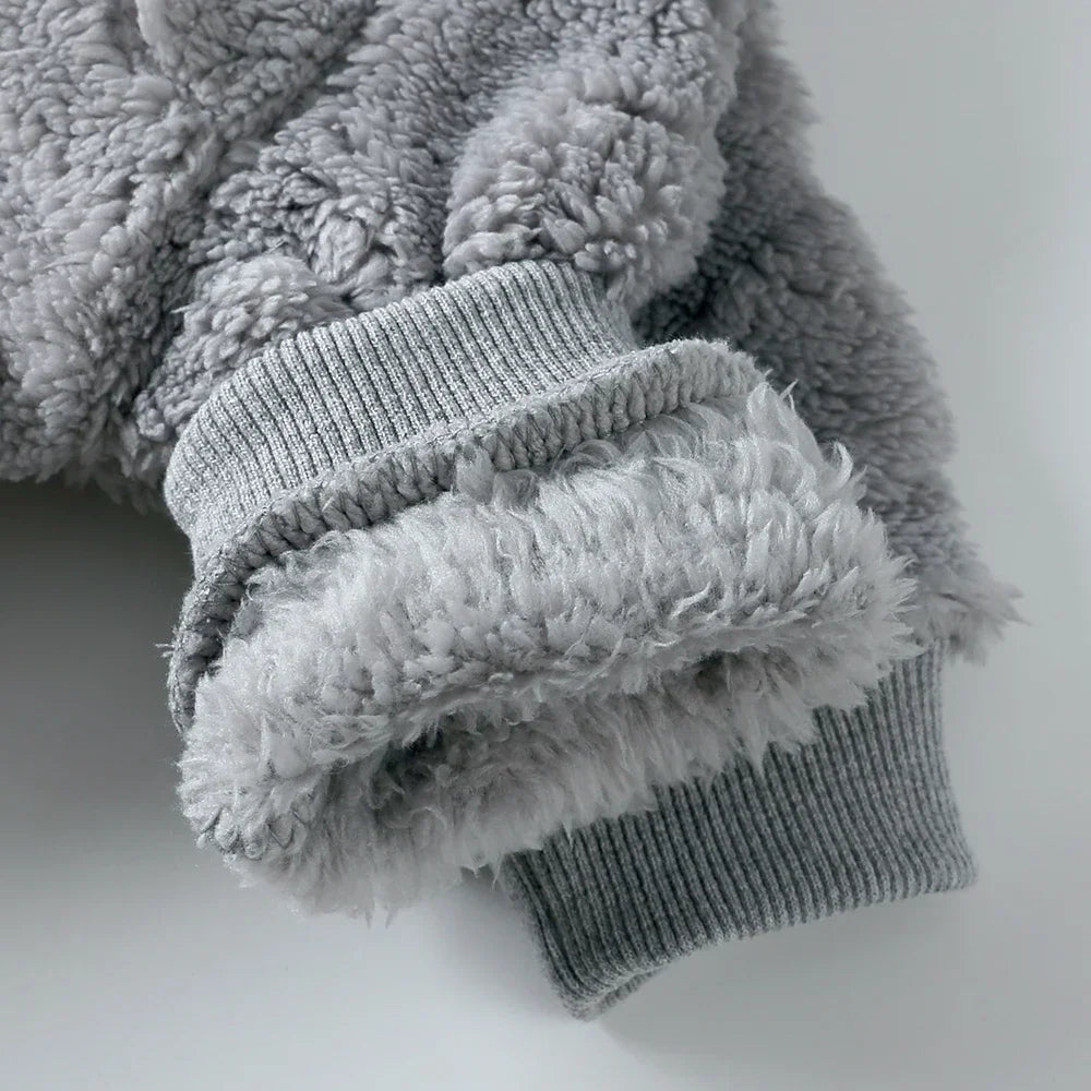 Baby Romper Winter Thicken Fleece Hooded Newborn Cute Bear Clothes Toddler Jumpsuits Zipper Infant Clothes Newborn Pyjamas