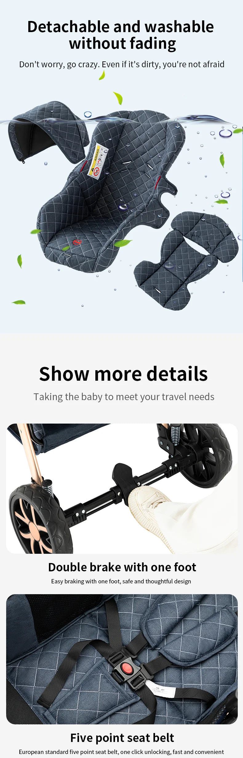 Baby Stroller lightweight strollers 3 in 1 Stroller Baby Walker Baby Trolley 588 Baby Stroller Car for Newborn Baby Travel pram