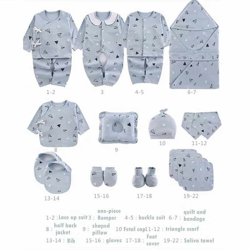 18/21pcs Newborn Clothes Baby Gift Pure Cotton Baby Set 0-6 Months Summer Autumn And Winter Kids Clothes Suit Unisex Without Box