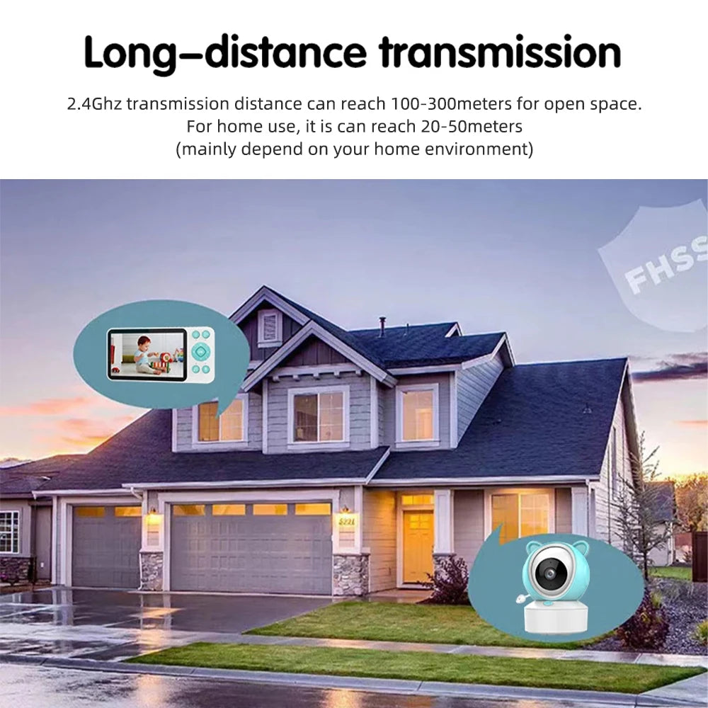 Tuya Smart WiFi Baby Cry Sound Detection Audio Video Baby Monitor PTZ Infrared 5Inch Monitor Camera 1080P Phone APP Remote View