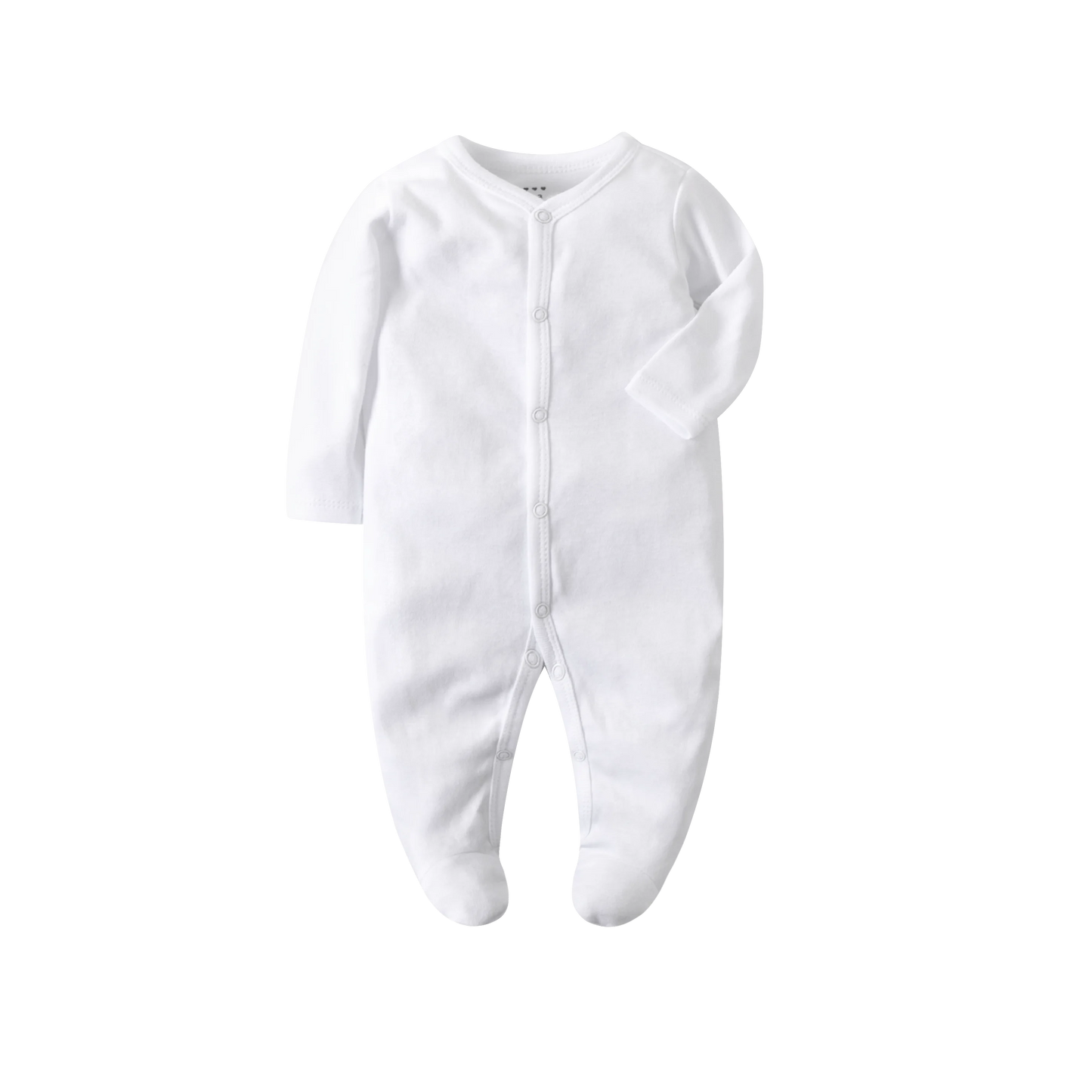 Newborn Footed Pajamas Zipper Girl and Boy Romper Long Sleeve Jumpsuit Cotton Solid White Fashion 0-12 Months Baby Clothes