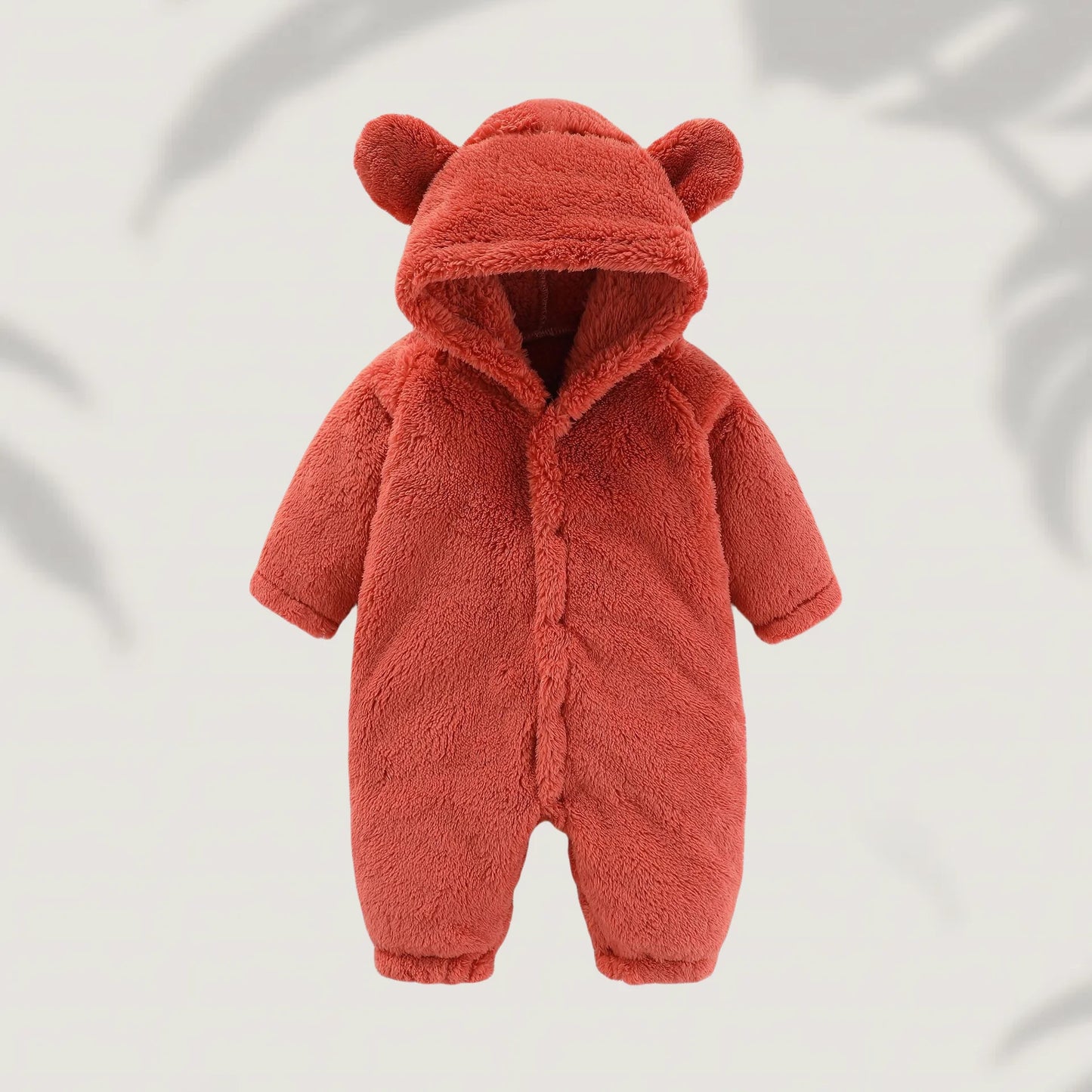 2025 Winter 0-12M Newborn Baby Girls Boys Warm Fleece Bear Ear Romper Jumpsuit Thick Cozy Multi-Color Infant Hooded Jumpsuit