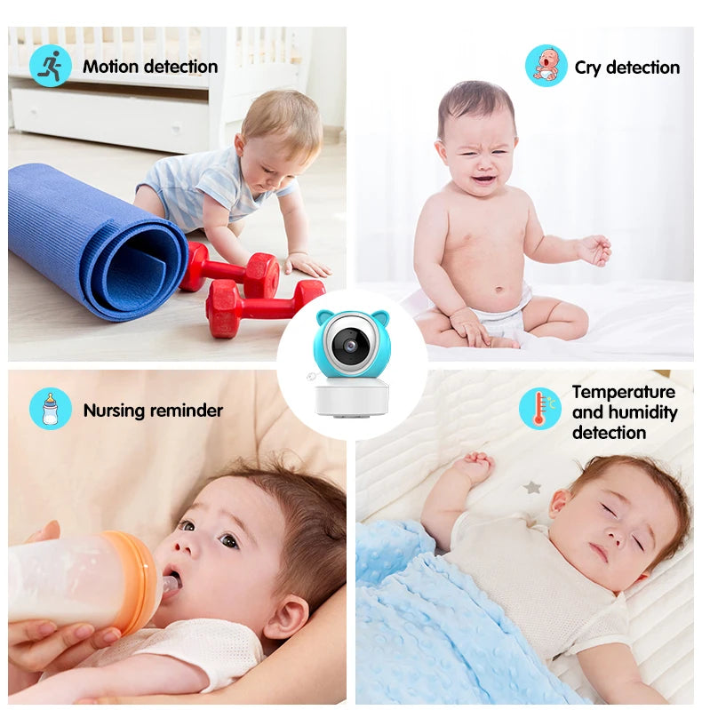 Tuya Smart WiFi Baby Cry Sound Detection Audio Video Baby Monitor PTZ Infrared 5Inch Monitor Camera 1080P Phone APP Remote View