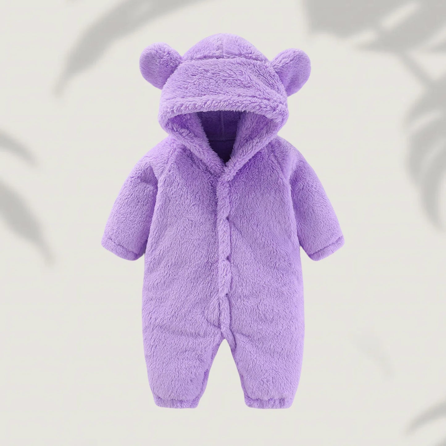 2025 Winter 0-12M Newborn Baby Girls Boys Warm Fleece Bear Ear Romper Jumpsuit Thick Cozy Multi-Color Infant Hooded Jumpsuit