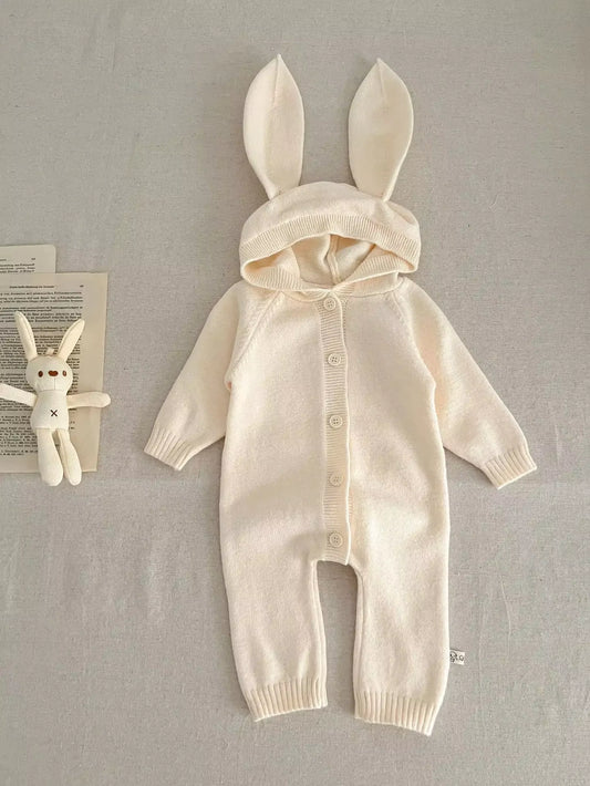 7623 Baby Clothes Knitted Jumpsuit Autumn Cute Little Bear Ears Boy'S One Piece Clothes Knitted Climbing Clothes
