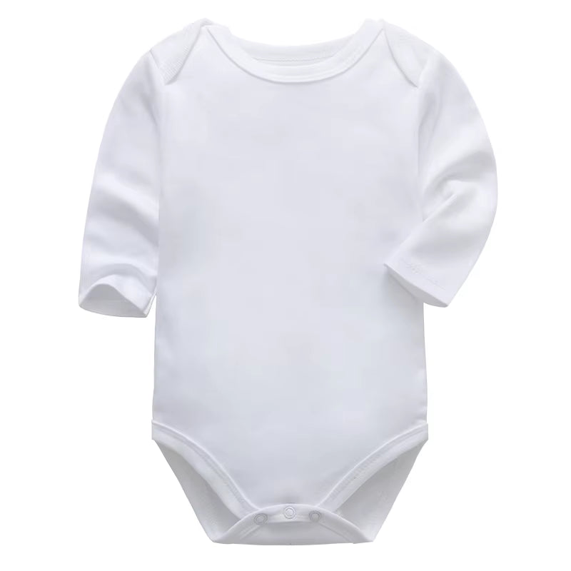 Newborn Footed Pajamas Zipper Girl and Boy Romper Long Sleeve Jumpsuit Cotton Solid White Fashion 0-12 Months Baby Clothes
