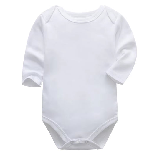 Newborn Footed Pajamas Zipper Girl and Boy Romper Long Sleeve Jumpsuit Cotton Solid White Fashion 0-12 Months Baby Clothes