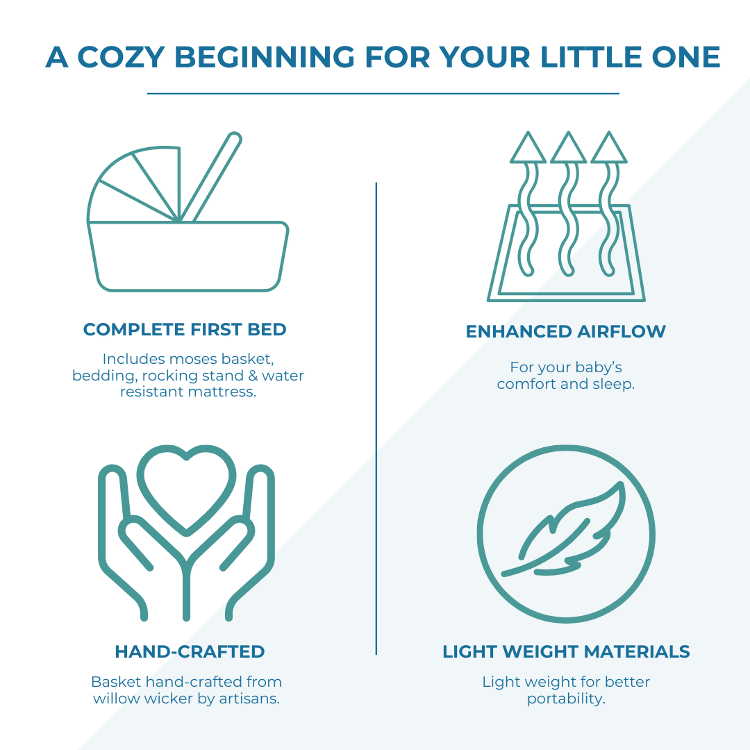 Grey Dimple White Wicker Baby Moses Basket With Stand-2