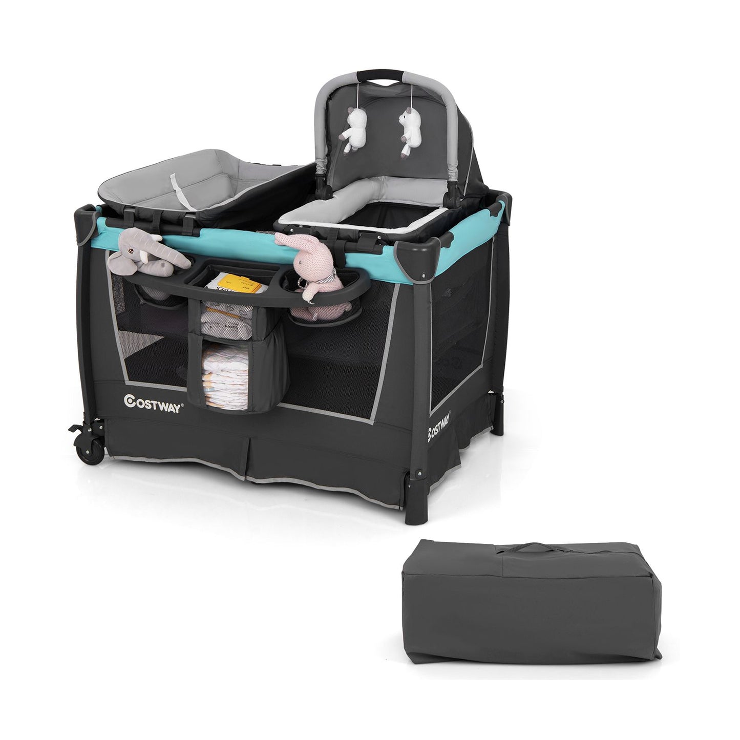 5-In-1 Foldable Pack and Play with Removable Bassinet