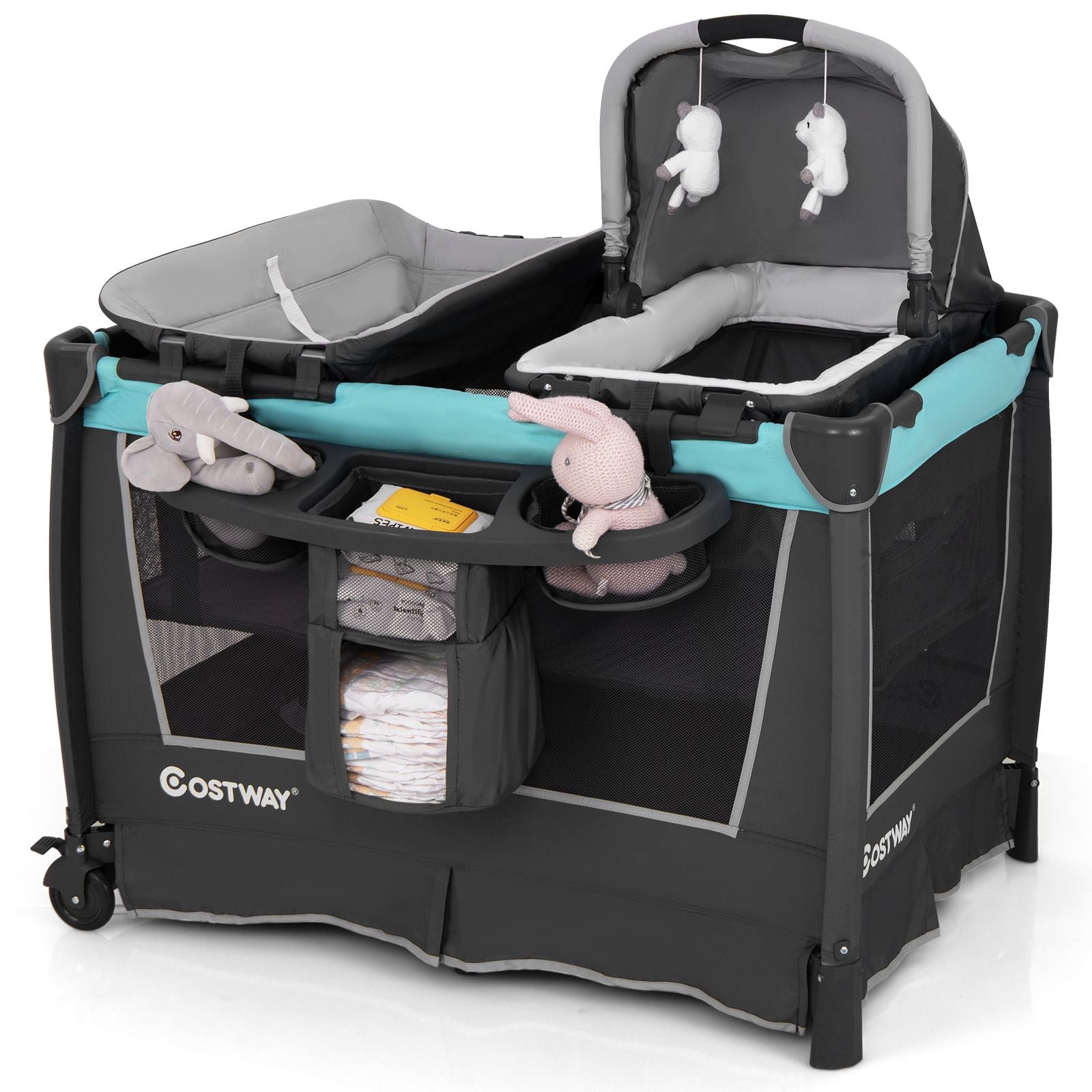 5-In-1 Foldable Pack and Play with Removable Bassinet