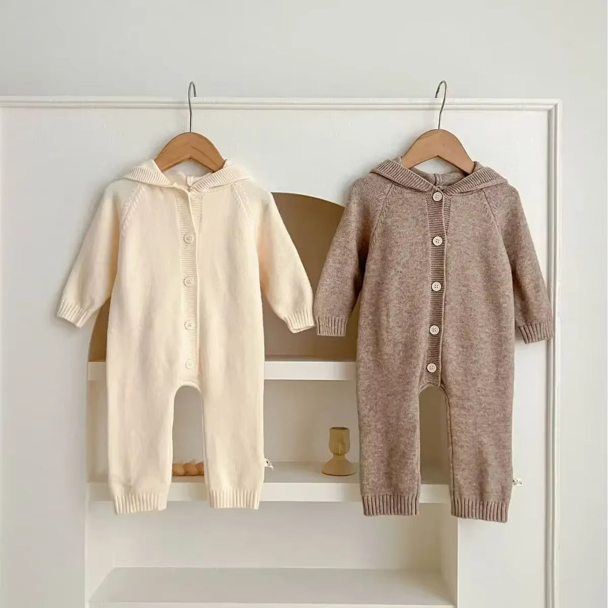 7623 Baby Clothes Knitted Jumpsuit Autumn Cute Little Bear Ears Boy'S One Piece Clothes Knitted Climbing Clothes