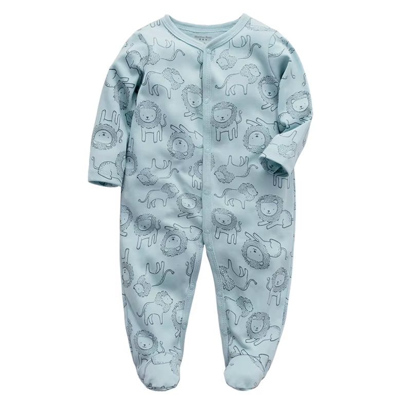Newborn Footed Pajamas Zipper Girl and Boy Romper Long Sleeve Jumpsuit Cotton Solid White Fashion 0-12 Months Baby Clothes
