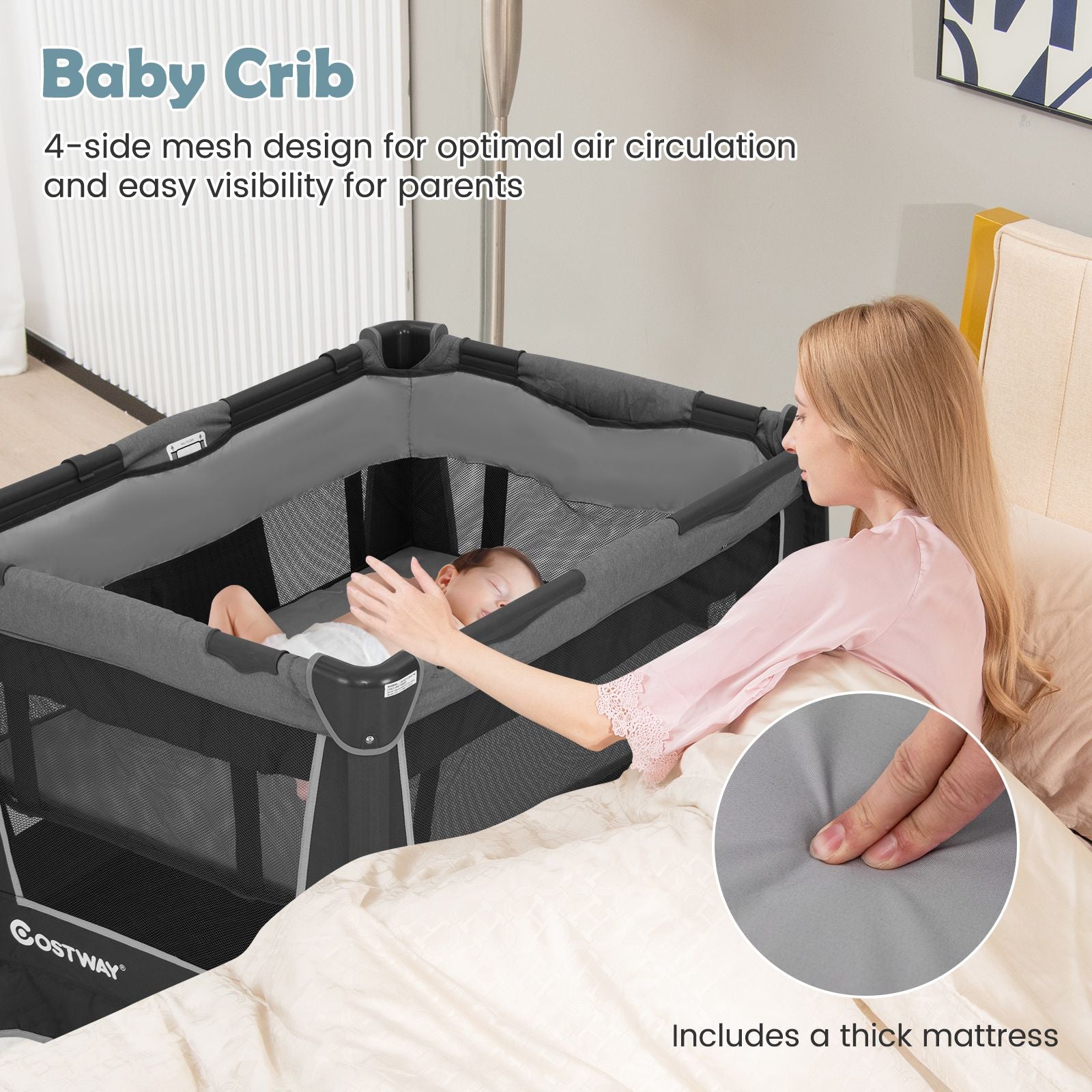 5-In-1 Foldable Pack and Play with Removable Bassinet