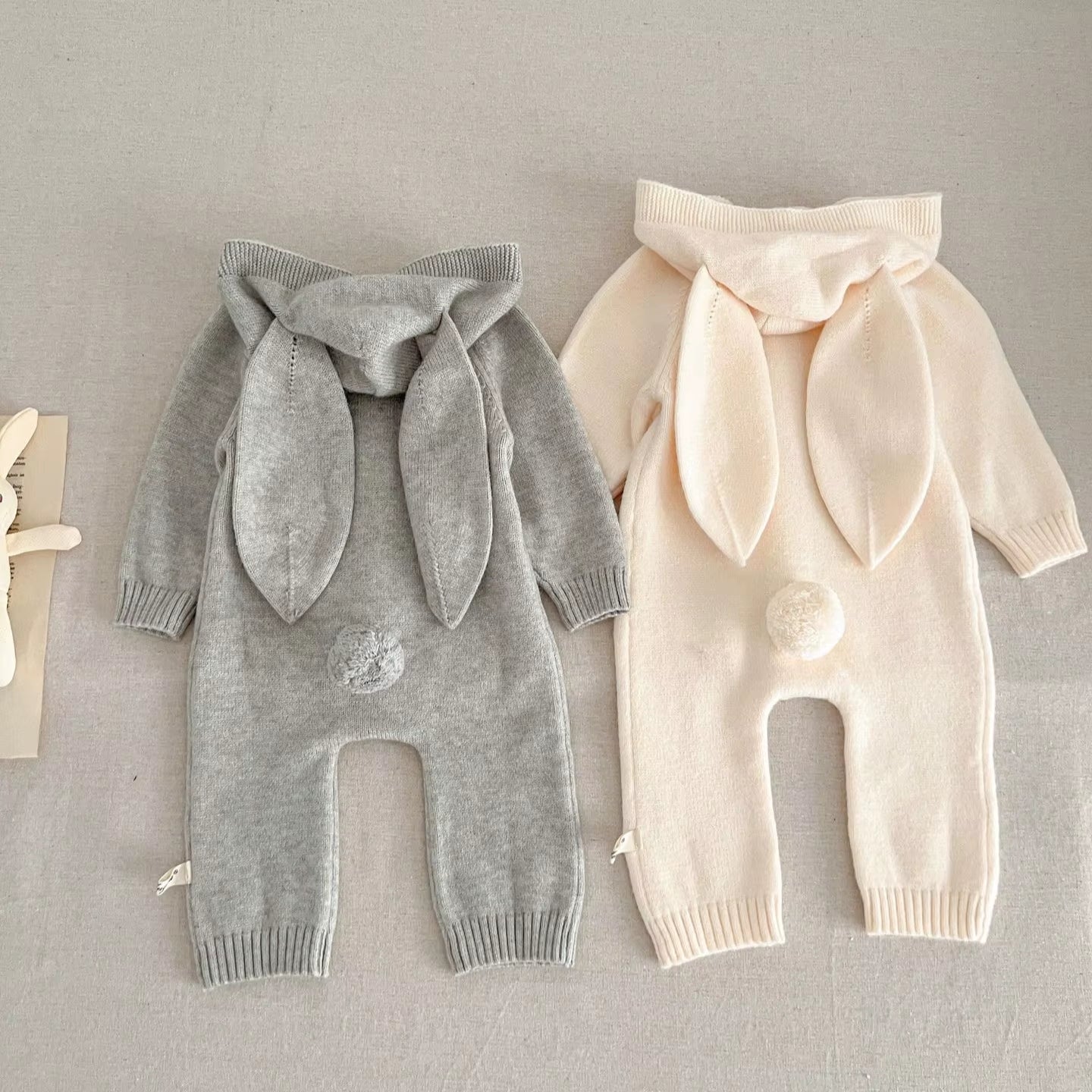 7623 Baby Clothes Knitted Jumpsuit Autumn Cute Little Bear Ears Boy'S One Piece Clothes Knitted Climbing Clothes