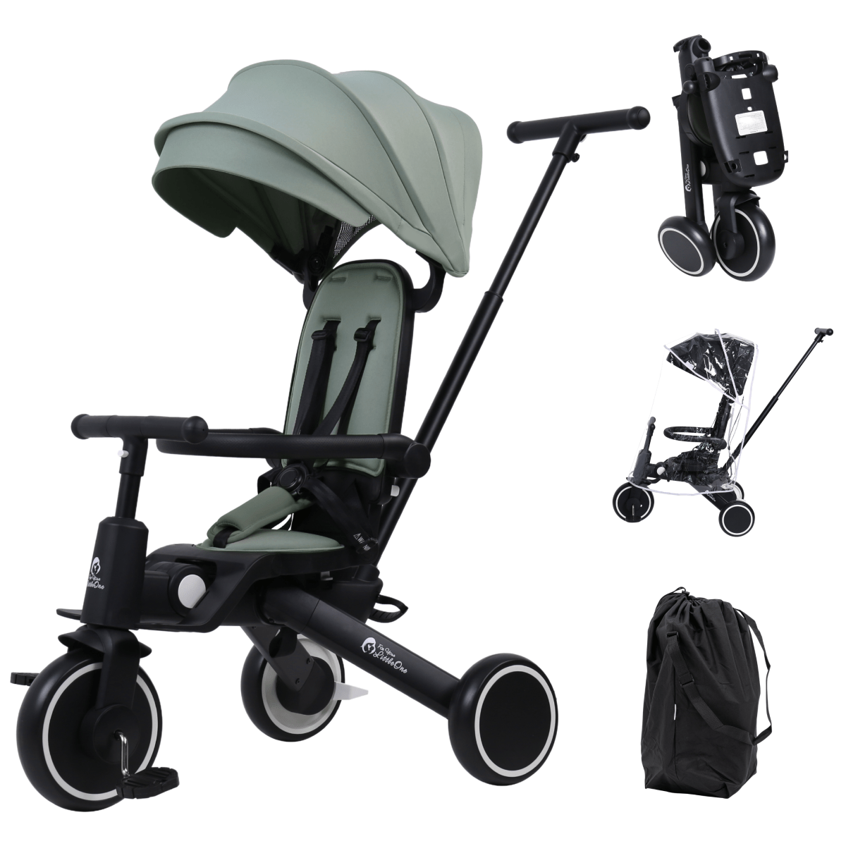 Foryourlittleone Xplor Plus 6 in 1 Foldable Trike - Green (10m-5y)-0