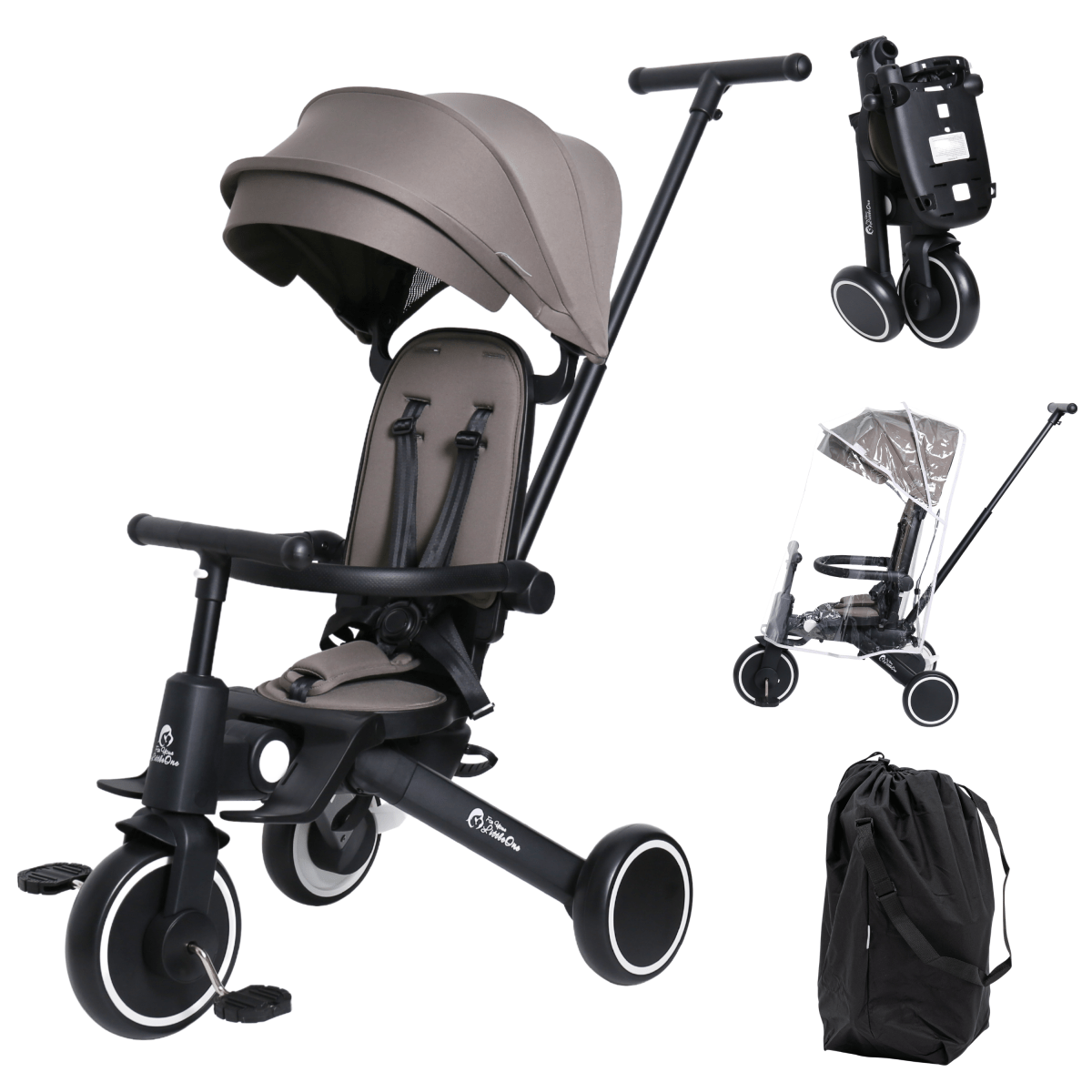 Foryourlittleone Xplor Plus 6 in 1 Foldable Trike - Grey Olive (10m-5y)-0